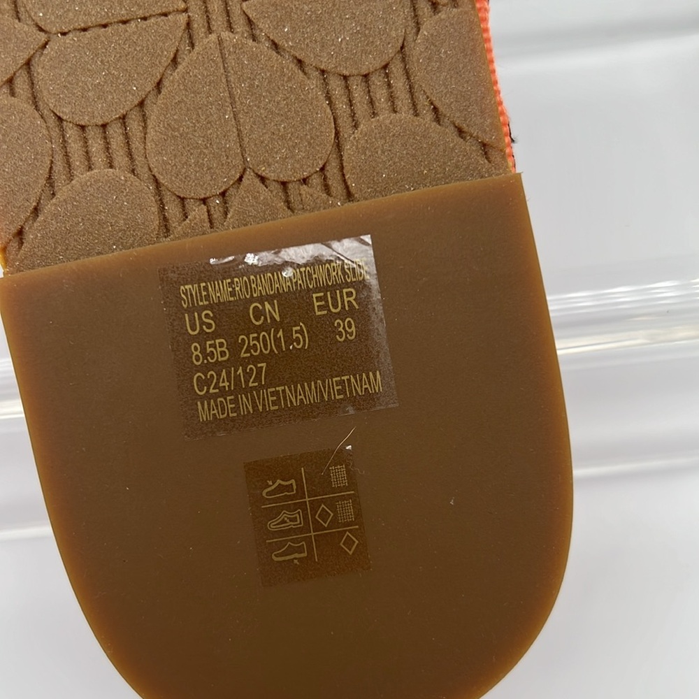 Kate Spade New York Rio Bandana Patchwork Slides Persimmon - Picture 8 of 16